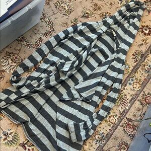 Gray & Charcoal Striped Lightweight Draped Cardigan Sweater-sz L -NWT